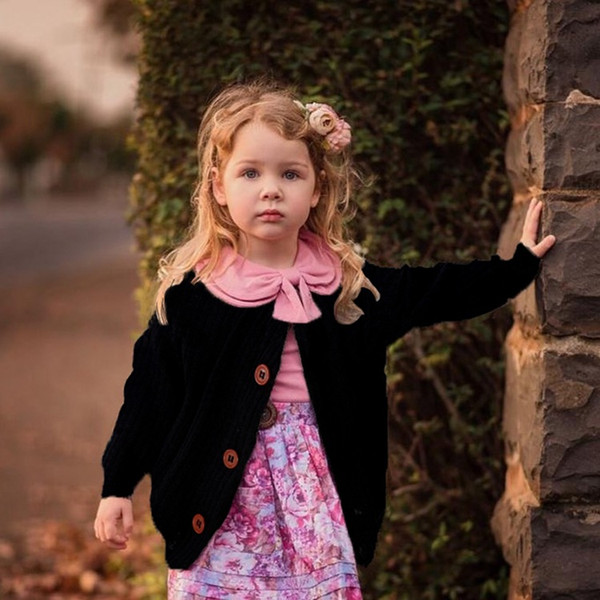 2019 Spring Autumn New Toddler Baby Kid Long Sleeve O-Neck Cardigan Sweater Warm Coats 3 Colors Girls Knitted Sweaters Girl Clothes