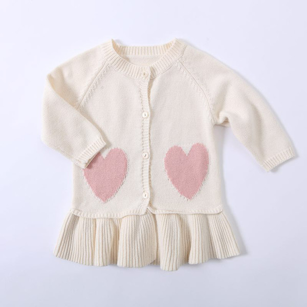 Everweekend Cute Baby Girls Love Crochet Ruffles Cardigans Sweater Jackets Candy Beige Color Spring Autumn Fashion Outwears