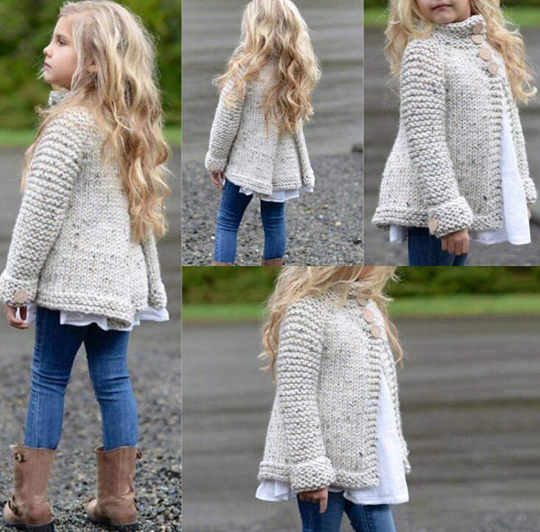 Baby Little Girls Cute Autumn Winter Button Knitted Sweater Cardigan Warm Thick Coat Clothes free shipping