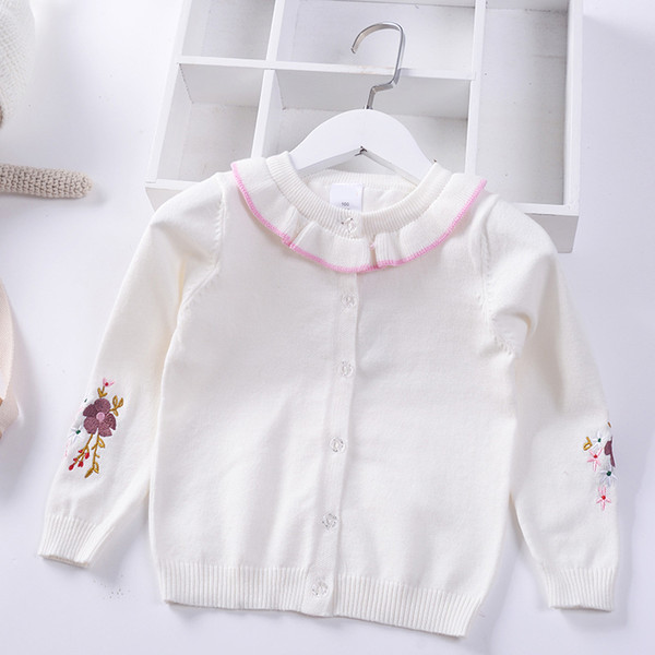 2019 Spring Autumn New Girls princess Sweaters Kids warm Cotton Coat Children cute Embroidery Clothing Baby Knitted cardigan