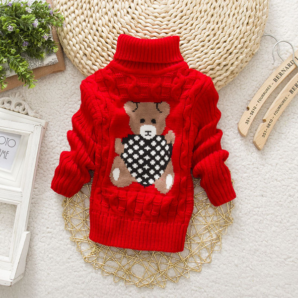 2019 autumn winter Infant Baby Boys Girl Children Kids Knitted high collar Pullovers Turtleneck Warm thick Sweaters 2-8 year