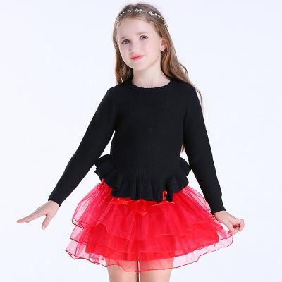 Childrens Girl sweaters Dress Childrens Wear New Autumn Winter High Grade Quality Girl Sweater Two Piece Wool Dress Suit