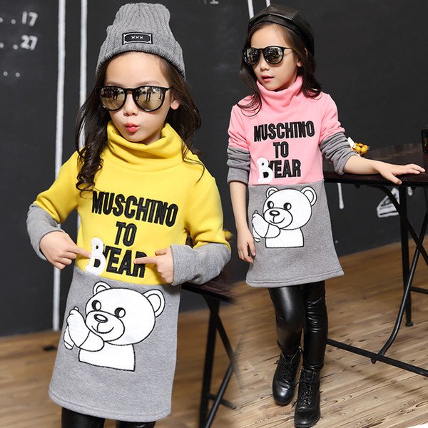 2019 winter children's clothes girls sweaters casual bear thicken fleece long style baby girl pullovers sweater for girl kids V191203