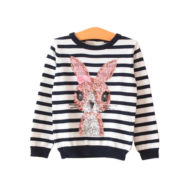 2018 Autumn Baby Girl Sweater Kids Cardigan Animal Baby Sweater Striped Girls Sweater Baby Outerwear Pantter Children Clothing