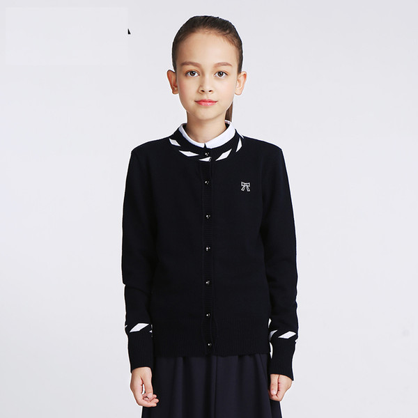 Girls Cardigan Sweaters Knitted O neck Casual Kids Cardigans School Single Breasted Children Clothes 2018 Size 8 10 12 13 15 Y