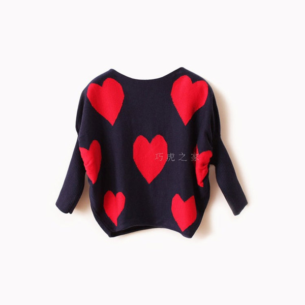 Brand Baby Girls red heart pullover sweater coat kids autumn jumper Sweater Children's clothes Free shipping