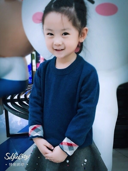 kids parent-child sweater fashion Girl costume cute solid color long-sleeved pullover