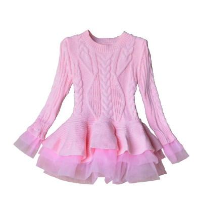 Kids Clothing Girls Pullover Sweaters Cross border promotion of children's wear sweater girl organza wool dress, autumn winter 2019