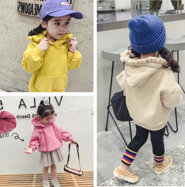 Girl hoodie broken flower hooded fleece thickened jacket 2019 winter new foreign children's wear generation hair 2-7 years old