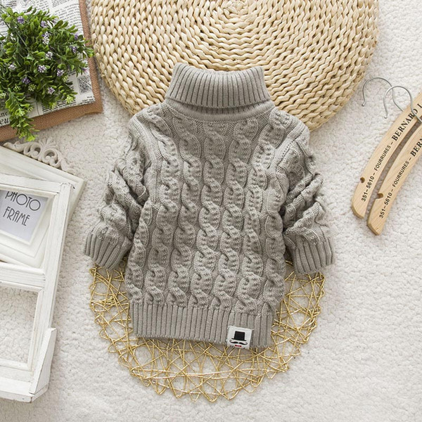 Boys Girls Turtleneck Solid Baby Kids Sweaters Soft Warm Sueter Autumn Winter Children's Sweater Coats For 90-140cm