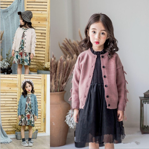 Childrens Knitting Cardigan 2019 Autumn Baby Girls Solid Soft Angora Long Sleeve Sweater Kids Round Neck Korean Style Cardigans