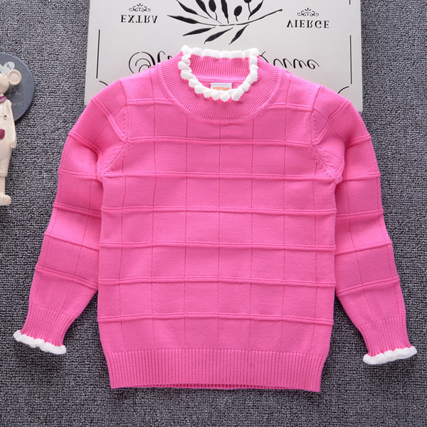 Girls Sweater Solid color Baby Pullover Plaid Kids Clothes 2018 Autumn Winter New Children Princess Sweaters School Clothing
