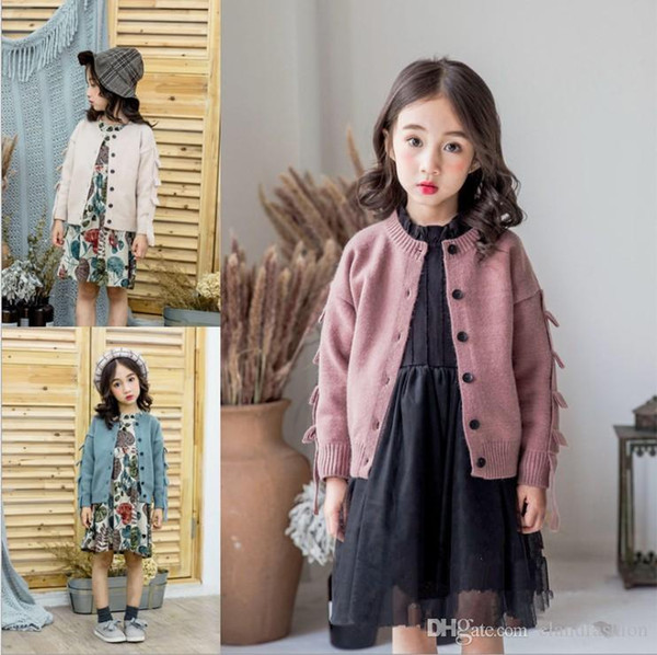 Childrens Knitting Cardigan 2019 Autumn Baby Girls Solid Soft Angora Long Sleeve Sweater Kids Round Neck Korean Style Cardigans