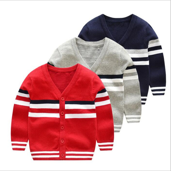 Kids Clothes Boys Cardigan Striped Sweaters Knitted Coat Fashion Crochet Outerwear Kids Knitwear Outwear Child Cotton Long Sleeve Tops 4903