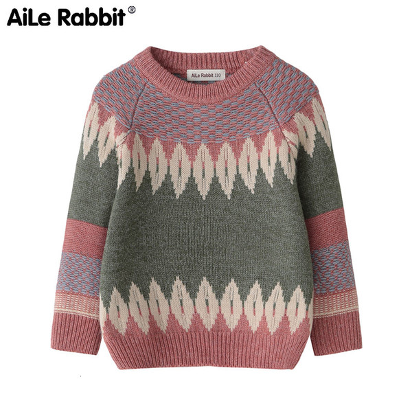 AiLe Rabbit 2018 Autumn And Winter Warm Children's Clothing Long-sleeved Sweater Boys And Girls Fashion New Year Love Tops K1 V191203