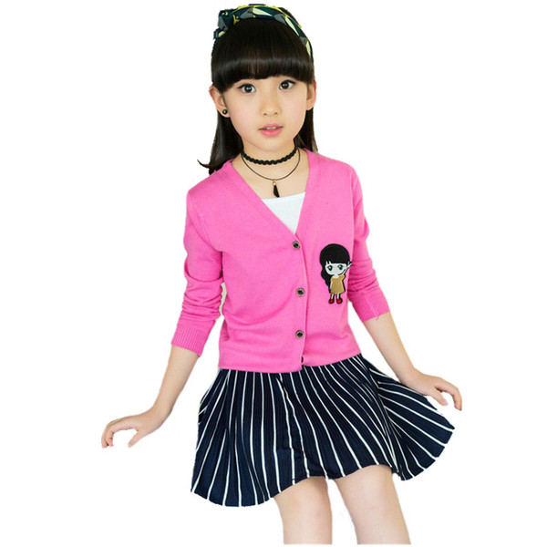2018 Baby Girls Cardigan Knitted Clothes Kids Coat Children Sweater Spring/Autumn Long-Sleeve Knit School Sweater For Girls
