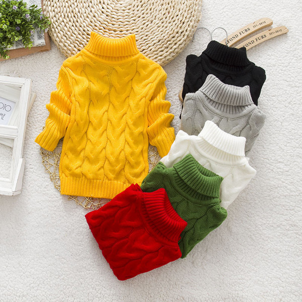 Baby Girls boys Winter Turtleneck Sweaters Colthes Autumn Children Clothing Pullover Knitted Solid Kids Sweaters 7088 07
