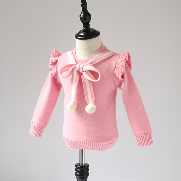 Girls Sweater Winter Children's Sweater Girls' Bows College Wind Thicken Warm Sweater tops kids girls sweaters