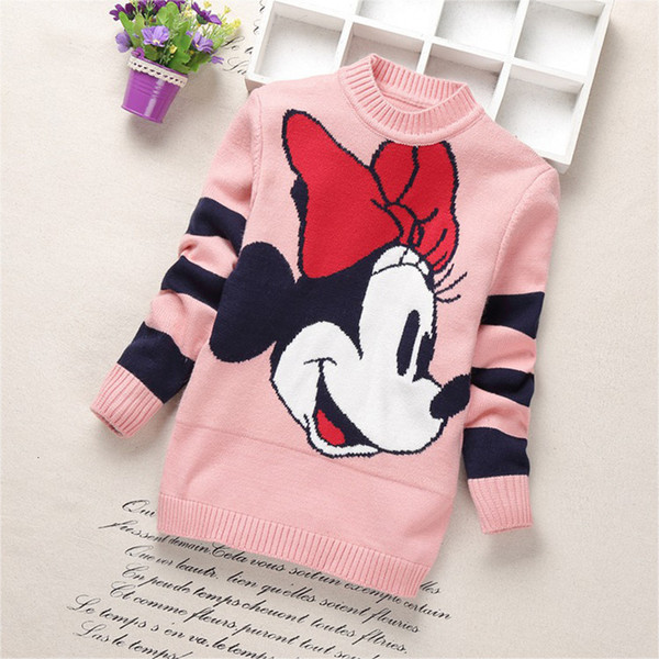 2019 New Baby Girls Sweaters Winter Girl Long Sleeve Cotton Knitted Clothes Kids Autumn Cartoon Sweater For Girls V191203