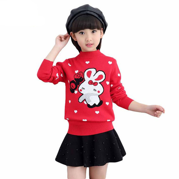 New Girls Autumn Sweater Children Knitted Pullover Costume Kids Thicken Clothing Toddler Cartoon Pattern Winter Sweater