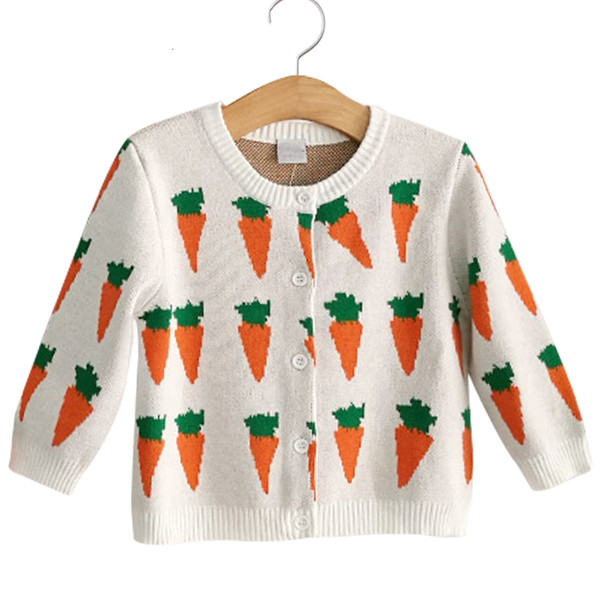 Children's Sweater Cute Carrot Cardigan 2018 New Casual Kids Knit Wear Baby Clothes Autumn Winter Girls Boys Coats