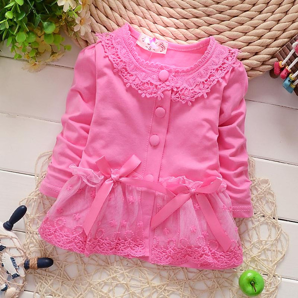 Kids cardigan baby girl clothes girls tops dress lace bow clothing long sleeve princess for 3 different colors