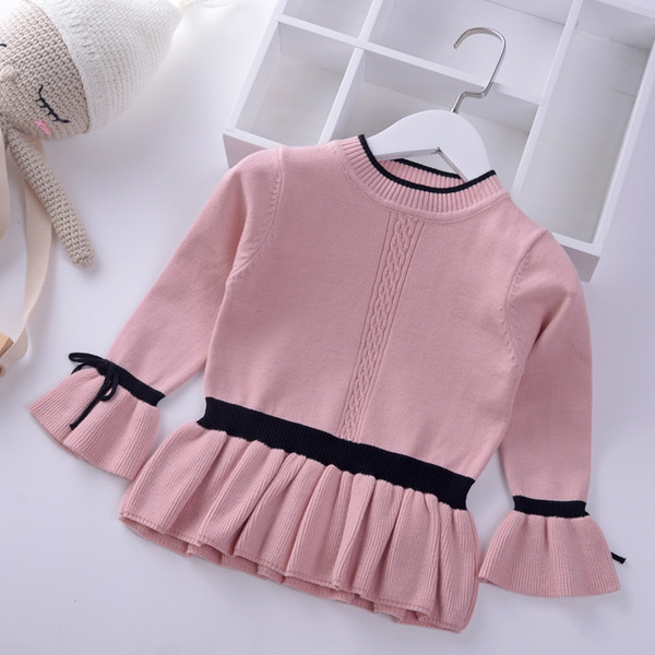 Princess style Girls Sweater Baby Pullover knit Warm Kids Clothes 2018 Autumn Winter Ruffles Children Sweaters School Clothing