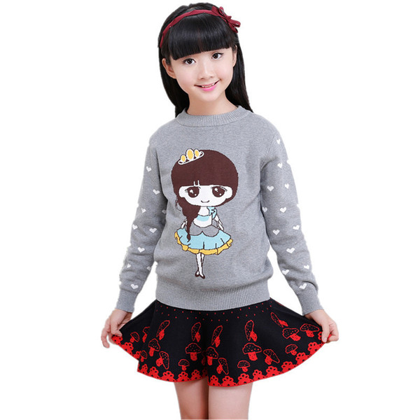 Long Sleeve Girl Sweater Enfant Autumn Winter Pullover Casual Kids Clothes Cute Knitting O-Neck Infantil Baby Girls Sweaters