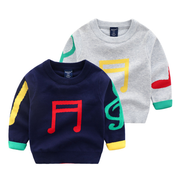 2018 Autumn Winter O-Neck Cotton Boys Sweater Children's Clothing Pullover Casual Baby Sweater Print Baby Sweater 24M Baby Tops