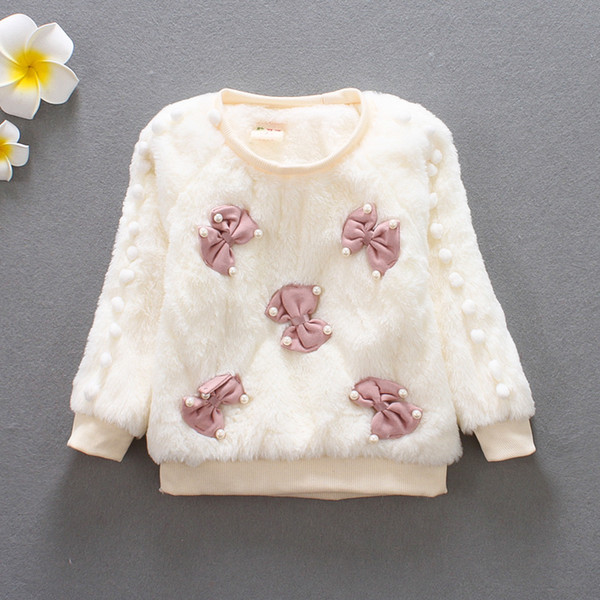 Cute Baby Girl Winter 2018 Long Sleeve Clothes Sweaters With Fur Christmas Kids Baby Girl White Sweater