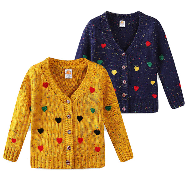 Heart Design Baby Knit Cardigan Long Sleeve Fashion Baby Girl Clothes Autumn Spring V-Neck Cardigan Sweater 18062701