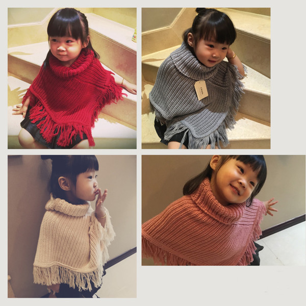 Thick Warm Baby Girls Poncho Cape Christmas 2017 Autumn Winter Childrens Kids Clothing Wedding Party Poncho Cape Knitted Kids