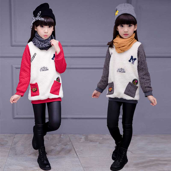 Baby Girls Sweaters Winter 2017 New Girl Long Sleeve Knitted Clothes Kids Autumn Cartoon Sweater For Girls plus fluffy sweater labeled