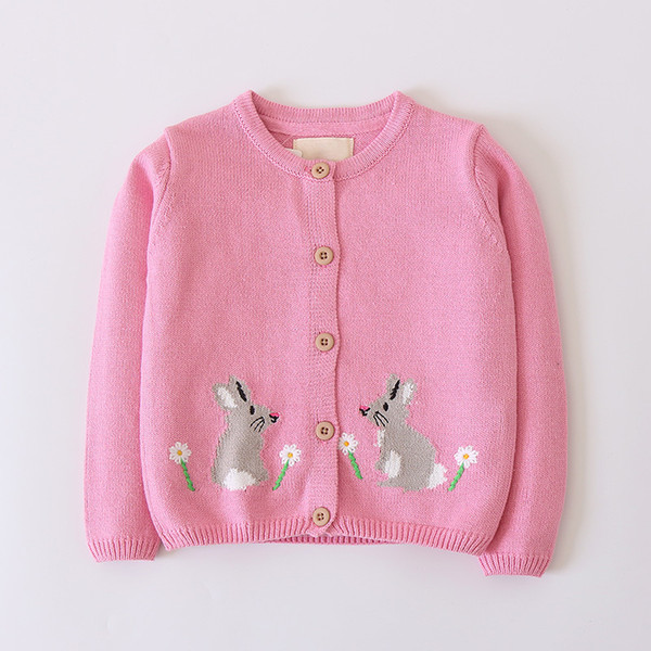 Girl's Flower Rabbit Knit Sweater Cardigan Toddler Kids Baby Girls Outfit Clothes Single Breasted Knitted Sweater Cardigan Coats