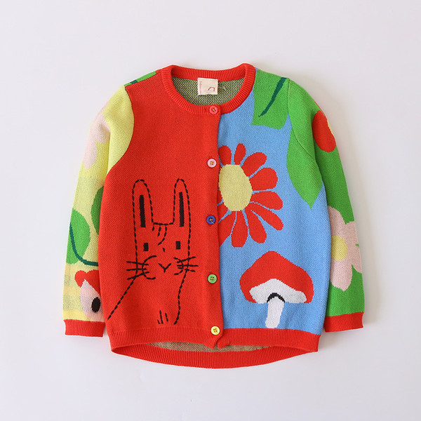 Baby Girl Knitted Sweater Spring Autumn Cartoon Cat Clothing Wear Knitting Baby Girls Winter Flower Cardigan Long Sleeve Clothes