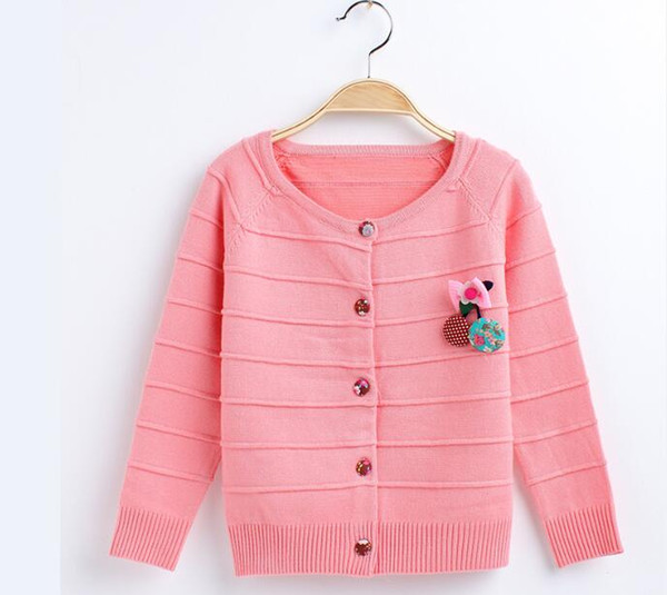 Hot style Children clothing autumn and winter sweater Girls long sleeve and sleeve hem cuff cardigan W17JS314