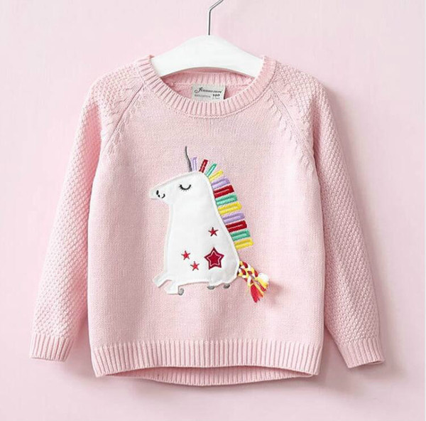 Fashion girls kids sweater print cartoon sweater for toddler children clothing autumn knitting clothes free shipping