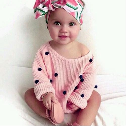 Newborn Baby Boys Knit Pullovers Spring Outerwear Children Kids Knitwear Long Sleeve Jumper Dots Crochet Sweater For Girls