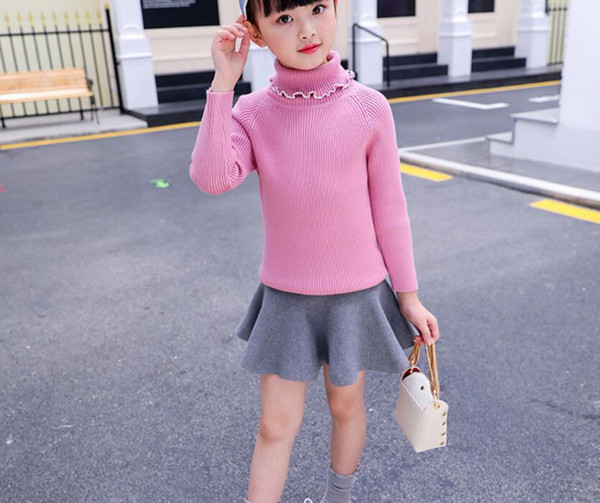 Fashion Girl Clothing Kids Clothing knitting Spring / Autumn Solid Jumper Sweater Pullover