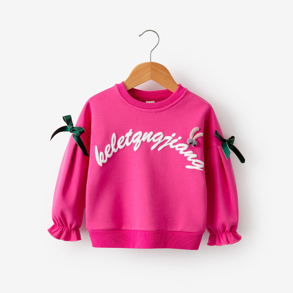 good quality autumn girls sweater children girls cartoon bow thick sweat shirts casual velvet pullover bebe fashion warm clothing