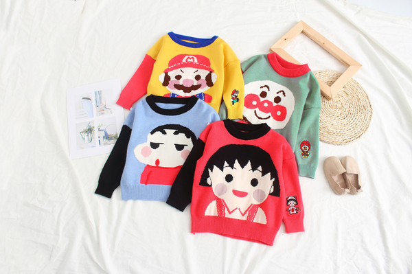 2019 new style spring autumn Boys and girls knit sweaters Round neck long sleeve The design of cartoon Comfortable baby clothes 4colour