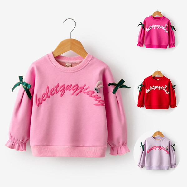 good quality autumn girls sweater fashion letter cotton chidlren long sleeve outerwear bebe sport cartoon coat casual velvet sweater
