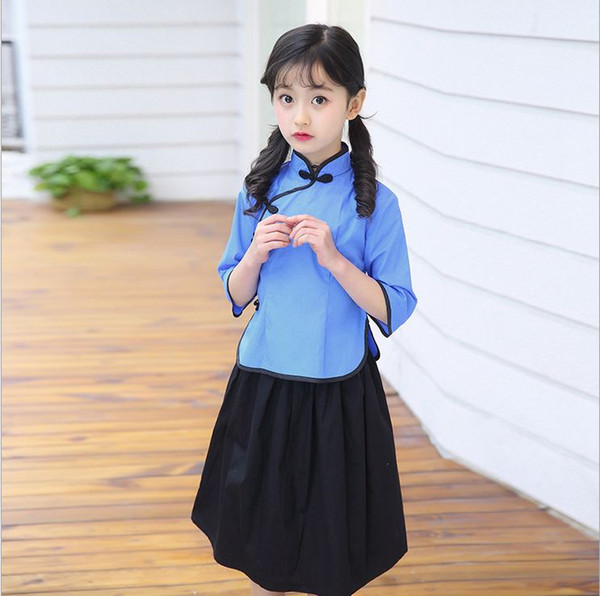 Girls'Performing Dresses Republic of China Wind 61 ActivitiesLadies Pleated Skirt Suits School Uniforms Retro Graduation Clothes Manuf0318