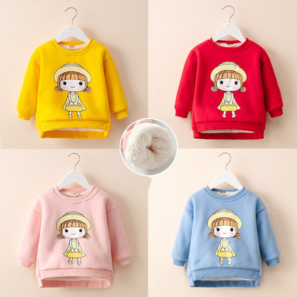 good qulaity winter warm girls sweater cartoon fleece velvet kids long sleeve outerwear bebe sport coats clothing children sweater