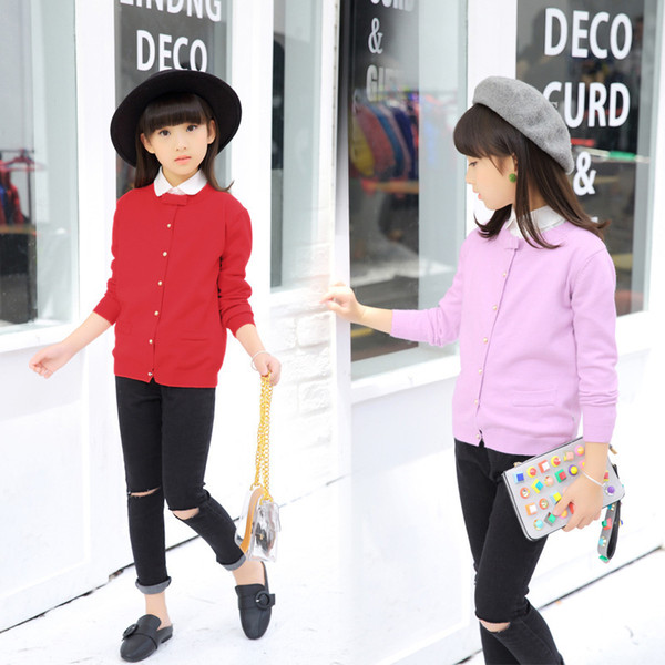 Casual Sweater For Girls Cardigan Long Sleeve Knitting Autumn Winter Girls Sweater Baby Clothing Children Kids Clothes