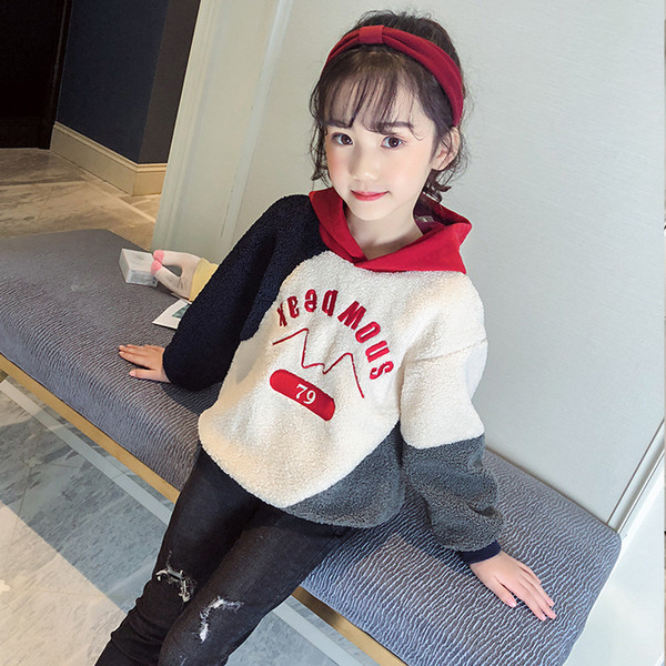 Girls' sweater winter sweater autumn jacket children's clothing thickened warm long sleeves