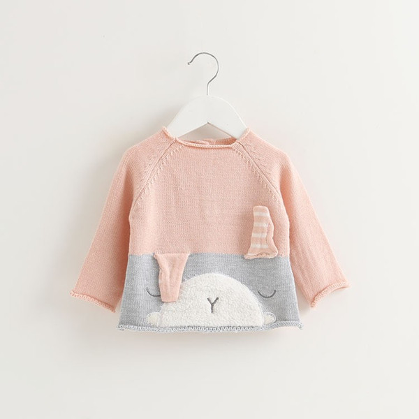 sping and autumn baby girls sweater Lovely Bunny Color-block Knit Sweater for Baby and Toddler Girls kids clothing