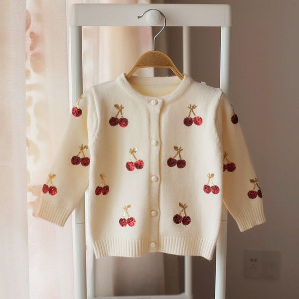 Girls Cardigans Baby Girl Clothes Cherry Pattern Girls Sweaters Kids Cardigan Autumn Winter Baby Knitted Sweater for Girls