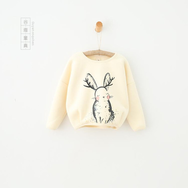Whosale Autumn girls pullover girls Cartoon rabbit prints cashmere sweater children winter base shirts baby weater