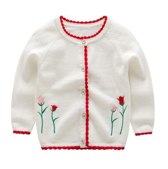 Girl clothesfloral design cardigan sweater coat sets girl top fall knitting sweaters with buttons